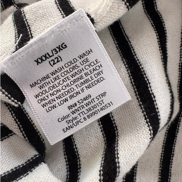 Time and Tru Womens Plus Size XXXL 22 White Black Stripe Tie Waist - Picture 5 of 7